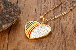 Vogue Lgbt joyería Arco Iris corazón colgante lesbiana collar - Product Image 5