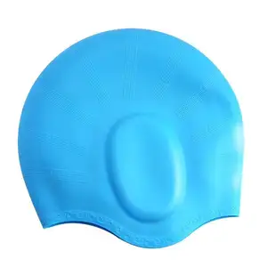 कान के साथ पाउच हीप करने के लिए अपने बाल स्वास्थ्य के लिए पुरुषों और महिलाओं के निविड़ अंधकार इयर मफ सिलिकॉन वयस्क तैरने टोपी