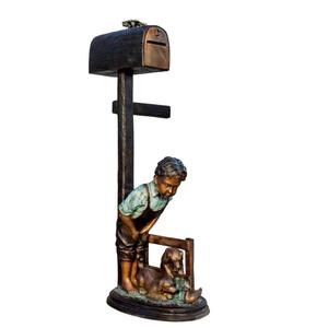 Calle Arte bronce buzón decoración con el <span class=keywords><strong>chico</strong></span> y el perro - Product Image 2