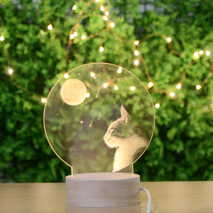 Creative Cat Wooden Led <strong>Light</strong> Moon <strong>Mood</strong> Lamp Acrylic Table Night <strong>Light</strong> for Bedroom Decoration - Product Image 2