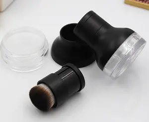 10g schwarzer Kunststoff runder leerer Make-up loser Puder behälter mit Pinsel