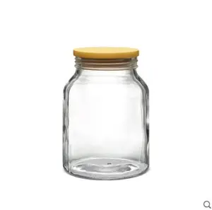 Borosilicate Glass Storage Jar With Pine Cover round glass bottle Freshness Preservation