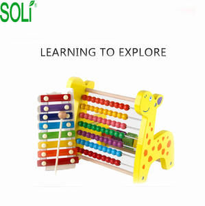 Giocattoli di legno multi-funzione deer bead calcolatrice cremagliera xilofono bambino - Product Image 3