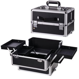 Estuche de maquillaje enrollable 4 en 1, carrito de aluminio Bloqueable, <span class=keywords><strong>Maleta</strong></span> cosmética, ruedas, caja de maquillaje negra <span class=keywords><strong>para</strong></span> tatuador, <span class=keywords><strong>manicurista</strong></span> - Product Image 4