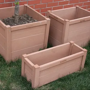 Caixa composto plástico de madeira wpc (pvc), caixa plantadora de jardim ao ar livre diy