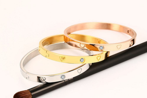 Trái Tim Thời Trang Với Vòng Tròn Zircon Vòng Đeo Tay Chất Lượng Cao Mạ Vàng Bangle Quà Tặng Đám Cưới - Product Image 4