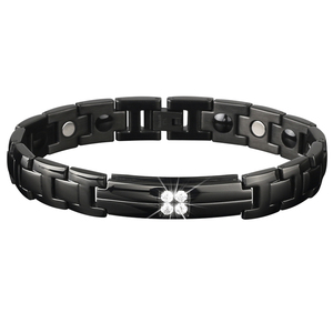 Csja — bijoux en acier inoxydable pour hommes, aimants noirs, perles tourmalines, breloque, cristal, germanium, 316, P102 - Product Image 1