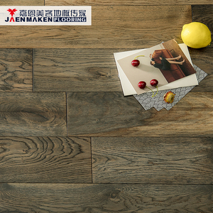 18mm ahumado de roble sólido mano raspada cepillado de alambre de pisos de madera - Product Image 1