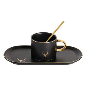 <span class=keywords><strong>Tasse</strong></span> nordique en céramique <span class=keywords><strong>avec</strong></span> cuillère et assiette, de style européen, pour le café, pour le lait, le <span class=keywords><strong>petit</strong></span> <span class=keywords><strong>déjeuner</strong></span>, logo personnalisable, vente en gros - Product Image 2
