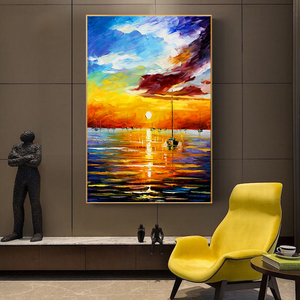 Puro fatto a mano wall art famoso tramonto seascape coltello pittura su tela - Product Image 2