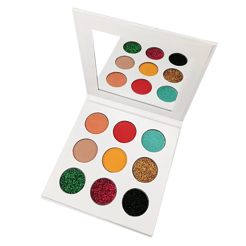 9-Farben-DIY-Eyeshadow-Palette strahlender Glitzer-Finish tiefer Hautton Eigenmarken-Kosmetik niedriges MOQ Großhandel-Makeup