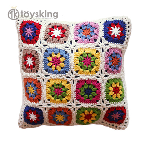 Fodera per cuscino all'uncinetto fatta a mano in stile boho - Federa per cuscino in macramè stile etnico, federa decorativa per la casa con motivo tribale - Product Image 3