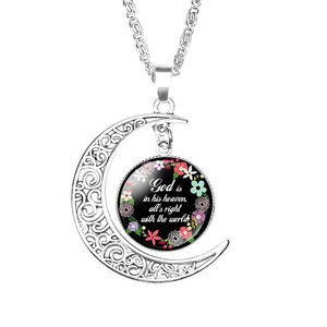 Venta al por mayor, verso de <span class=keywords><strong>la</strong></span> Biblia religiosa cristiana de vidrio foto cabujón collar de media luna Luna COLLAR COLGANTE - Product Image 4