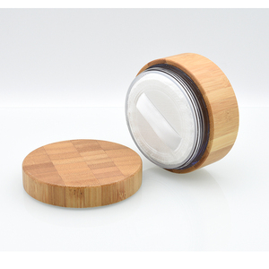 Haute qualité 1oz 30g 30 grammes élégant vide bambou cosmétique poudre conteneur 30g 30ml bambou poudre libre pot avec tamis <span class=keywords><strong>et</strong></span> tampon - Product Image 5