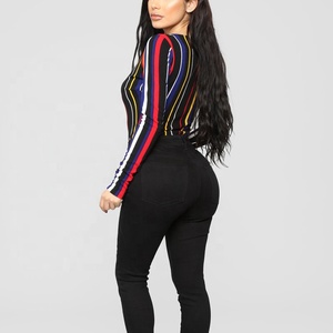 Service OEM à manches longues femmes <span class=keywords><strong>body</strong></span> <span class=keywords><strong>body</strong></span> à rayures sexy <span class=keywords><strong>col</strong></span> <span class=keywords><strong>v</strong></span> profond <span class=keywords><strong>body</strong></span> pour les femmes - Product Image 4
