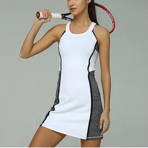 The mesh is breathable girls sports Tennis wear skirts Custom design stretchable quick dry fabrics one piece Women Tennis Dress