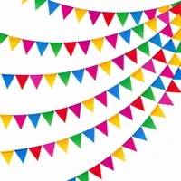 12 Multicolor Flags Imitated Burlap Bunting Banner Pastel Rainbow Decor  Fabric Triangle Flag Compatible With Party Birthday Wedding Kids Room  Classro