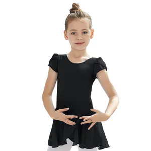 Las niñas niño negro vestido de baile bailarina ropa leotardo con falda