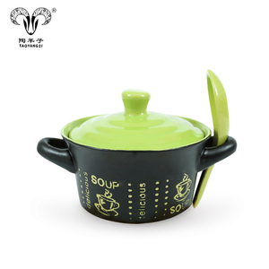 Personalizzato due maniglia francese cipolla mini zuppa zuppiera ciotola di minestra di ceramica con coperchio coperchio cucchiaio