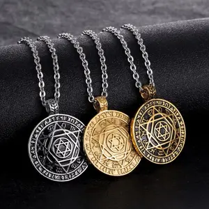 Hip Hop hexagrama estrella David judío Iced Out CZ Zircon impermeable de acero inoxidable joyería de moda colgante collares para hombres y mujeres - Product Image 1