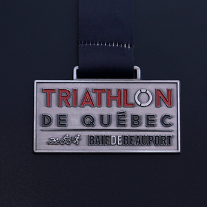 Diseño personalizado de precio bajo de la fábrica de forma de rectángulo de Triatlón de acero personalizado medallas - Product Image 2