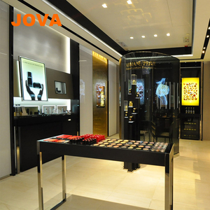 Vitrine de présentation en verre pour cosmétiques en or, étagère de magasin, présentoir de cosmétiques en bois <span class=keywords><strong>Loreal</strong></span> Mac - Product Image 3