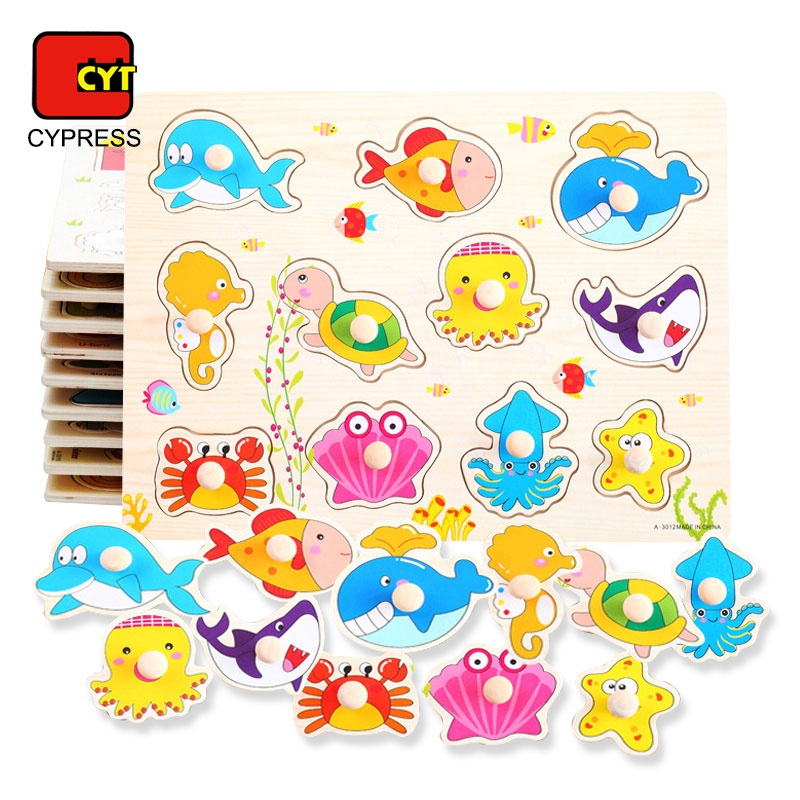 Лидер продаж море животных развивающие деревянные игрушки доска головоломки