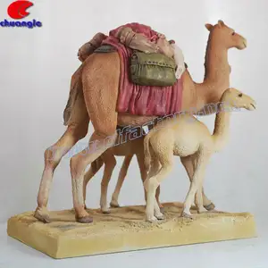 树脂动物雕像骆驼动物雕塑驼色家庭户外/公园/花园装饰