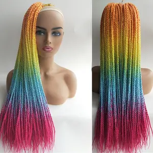 Tùy Chỉnh 10/20/30 Strands Trong Một Gói Tổng Hợp Cầu Vồng Ombre Màu Senegal Twist Crochet Bím Tóc Nối