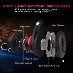 Nuevo <span class=keywords><strong>ONIKUMA</strong></span> K1 <span class=keywords><strong>Pro</strong></span> - Auriculares estéreo para videojuegos con cancelación de ruido, micrófono, luz LED para PS4, Rojo - Product Image 4