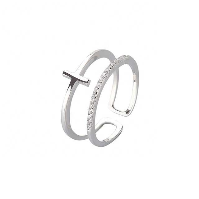 925 Sterling Bạc Nữ Trang Retro Chữ Thập Mở Đôi Chỉ Số Vòng Tay