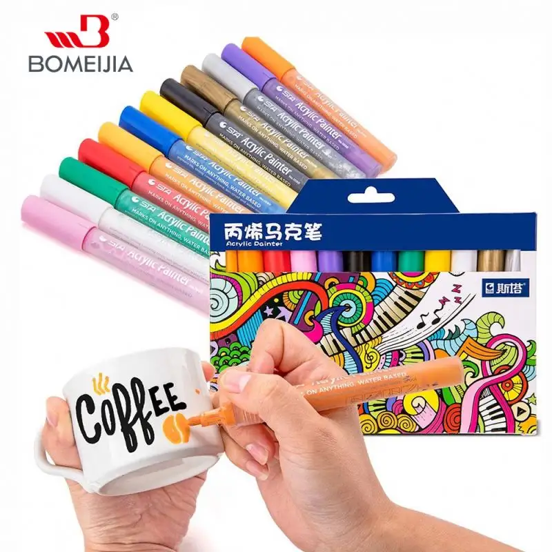 STA 12/24 acrílico colores marcador de pintura dibujo arte papelería conjunto de Manga dibujo marcador pluma estudiante de la escuela pintor suministros