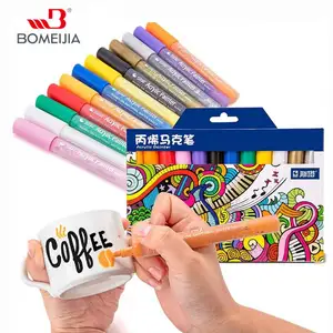 Sta 12/24 Kleuren Acryl Verf Marker Sketch Art Briefpapier Set Voor Diy Manga Tekening Marker Pen School Student Schilder Levert