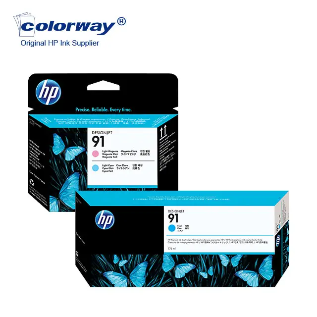 Cartuchos de tinta originales para HP DesignJet, cartuchos de tinta originales HP 91, 775-ml, cian claro, para HP DesignJet Z6100 y Z6100ps