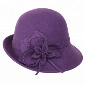 Sombrero de <span class=keywords><strong>lana</strong></span> con lazo para mujer, sombrero de <span class=keywords><strong>lana</strong></span> con lazo, Estilo Vintage, para iglesia, invierno, 100% - Product Image 1