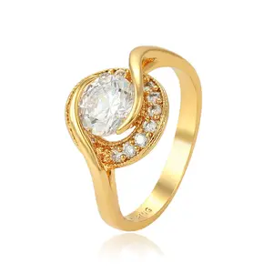 Xuping Perhiasan Modis 15554 Cincin Pertunangan Berlian 24K Warna Emas Cincin Modis