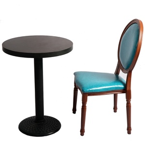 Modern Imitated Wood Look Egg Back Aluminum <strong>Dining</strong> <strong>Chair</strong> with <strong>Blue</strong> <strong>Leather</strong> Upholstery for Hotel &amp; Home Office Use - Product Image 6