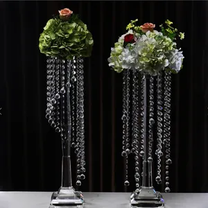 Nieuwe ontwerp bruiloft Road decoratie opknoping kralen crystal flower stand