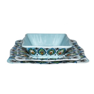 vajilla ensalada palomitas de maíz tazón de plástico de plumas de pavo real patrón de melamina libre de bpa tazón rectangular - Product Image 4
