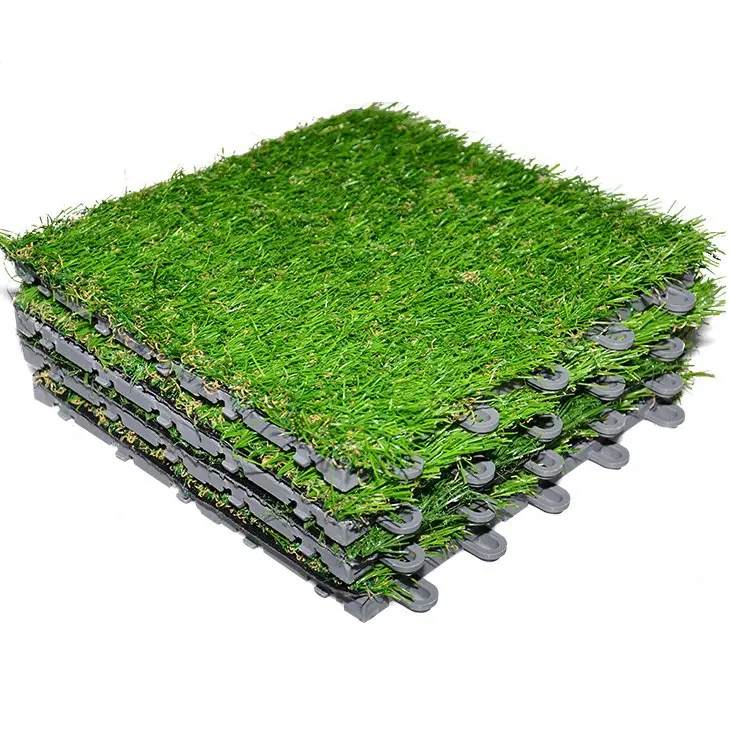 Artificial Grass Interlocking Swimming pool pvc flooring tiles Grass Carpet