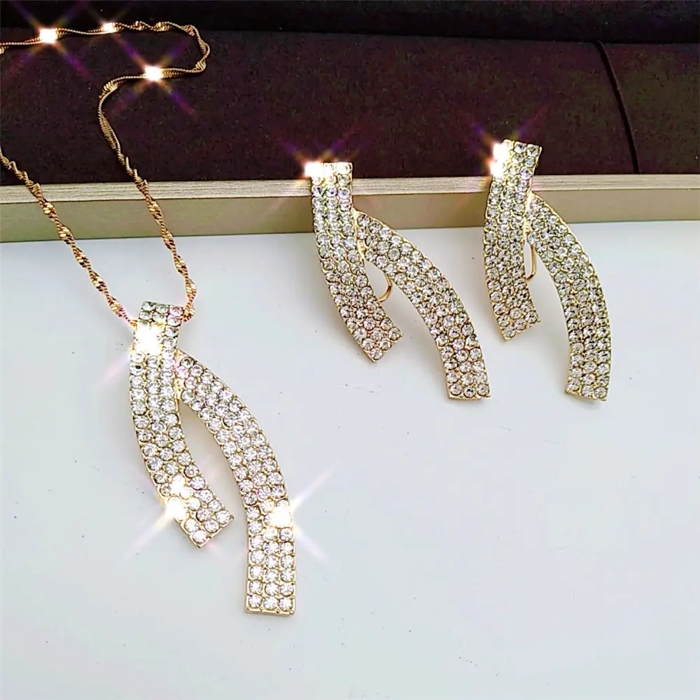 wholesale high quality jewelry new jewelry designs gold charming Earring with pendant Sets for african Women