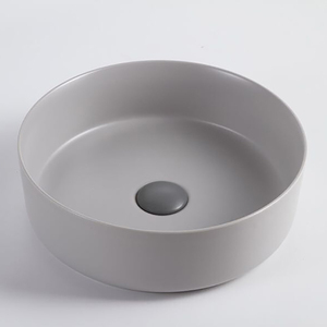 2019 New Design Sanitary Ware Ceramic Bathroom Concrete Vessel Sink Lavato Grey <strong>Round</strong> <strong>Basin</strong> Color Matt Black Small Size <strong>Basin</strong> - Product Image 3