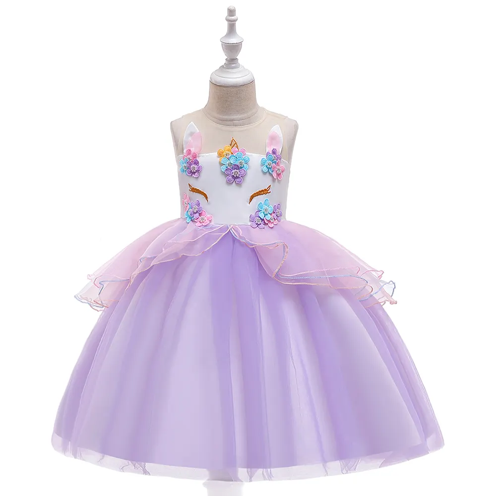 فستان للبنات زي يونيكورن فستان لحفلات الزفاف للأطفال فساتين الأميرة DJS006