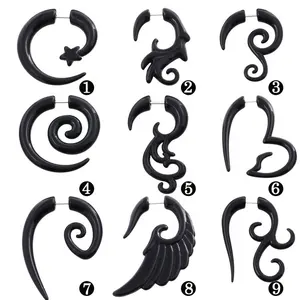 Special design black acrylic earrings stretching spiral expander plugs