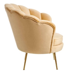 Poltrona Moderna Decorativa in Tessuto <span class=keywords><strong>Giallo</strong></span> per Soggiorno, <span class=keywords><strong>Divano</strong></span> Singolo Sagomato in Velluto - Product Image 4