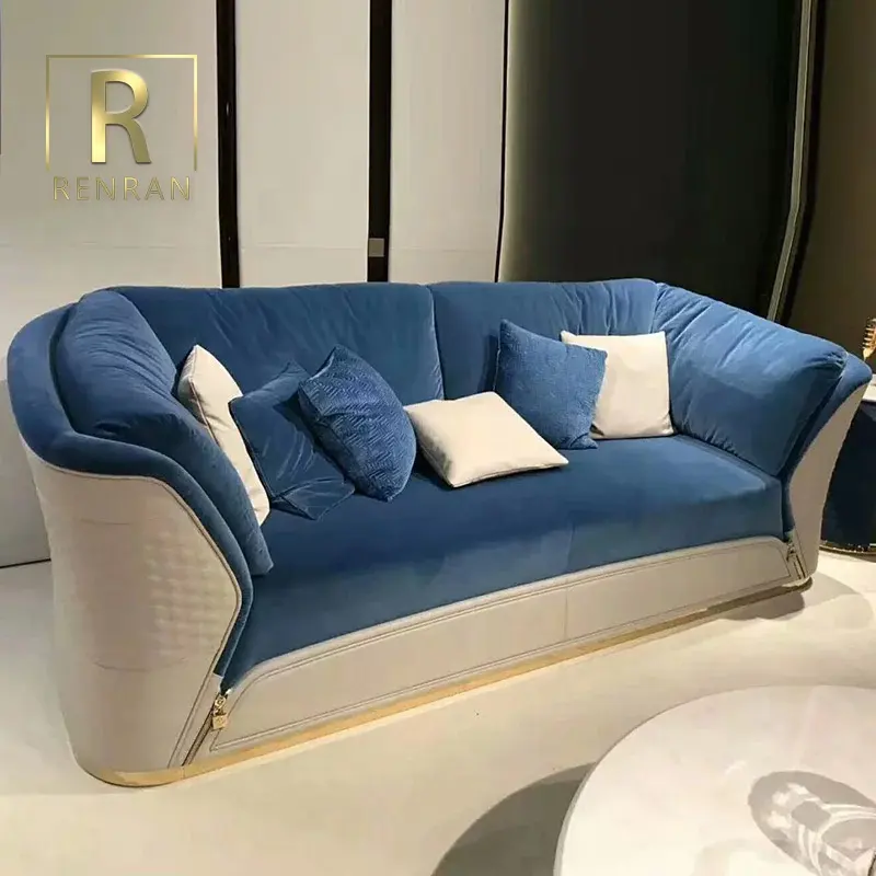 Italian high quality home furniture elegant living room furniture sets modern design three seater luxury leather sofa set