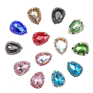 Diamantes de imitación de cristal coloridos con garra de Metal, piedras decorativas para joyería