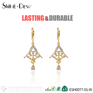 24 k/18 k/14 k sólido oro austriaco plateado Cubic Zirconia cristal pendientes para las mujeres chicas de la Universidad - Product Image 2
