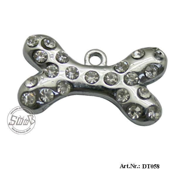 Bling Кристалл кости кулон-табличка для животных