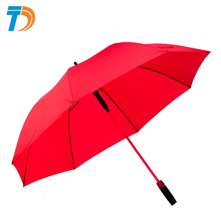 High Quality Auto Open Manual Close 25 inch/8 ribs Red Golf Straight Umbrella with logo prints